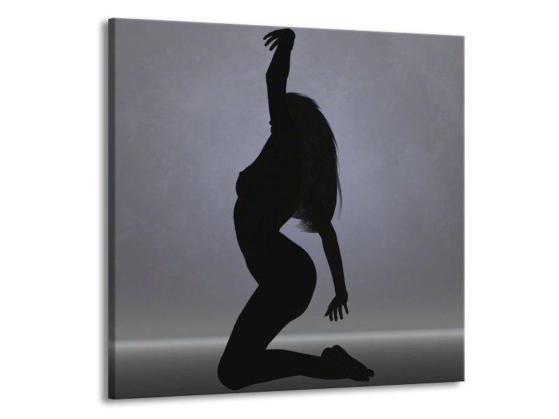 Glas schilderij Vrouw | Zwart, Grijs, Wit | 70x70cm 1Luik