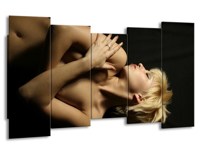 Glas schilderij Lichaam | Crème, Zwart | 150x80cm 5Luik