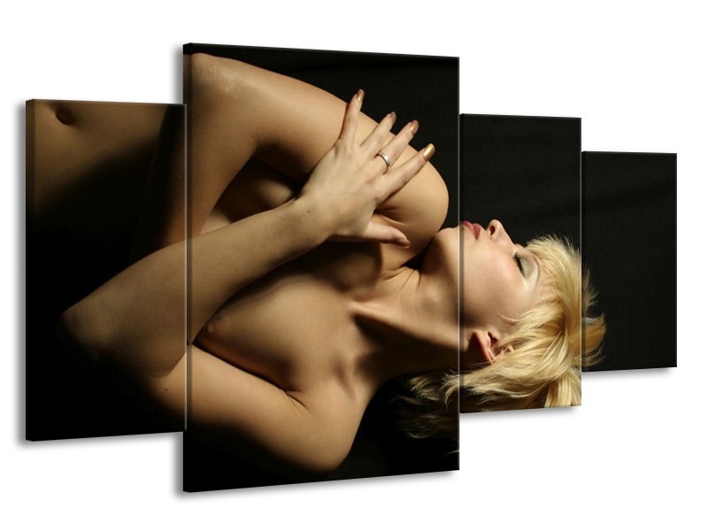 Glas schilderij Lichaam | Crème, Zwart | 160x90cm 4Luik