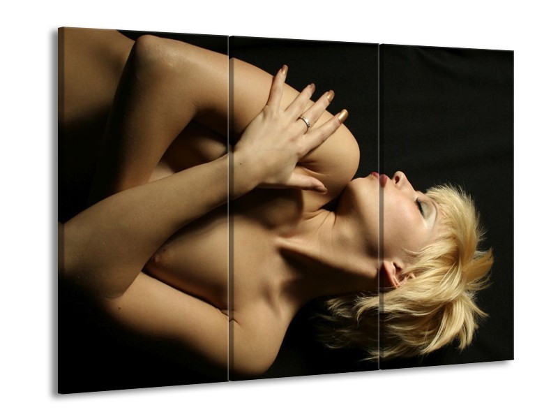 Glas schilderij Lichaam | Crème, Zwart | 90x60cm 3Luik