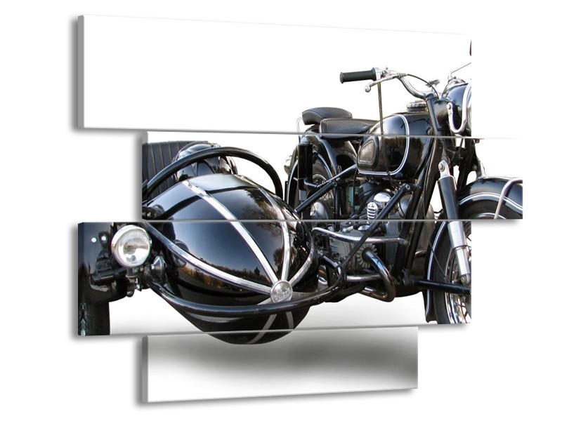 Glas schilderij Motor | Grijs, Zwart, Wit | 115x85cm 4Luik