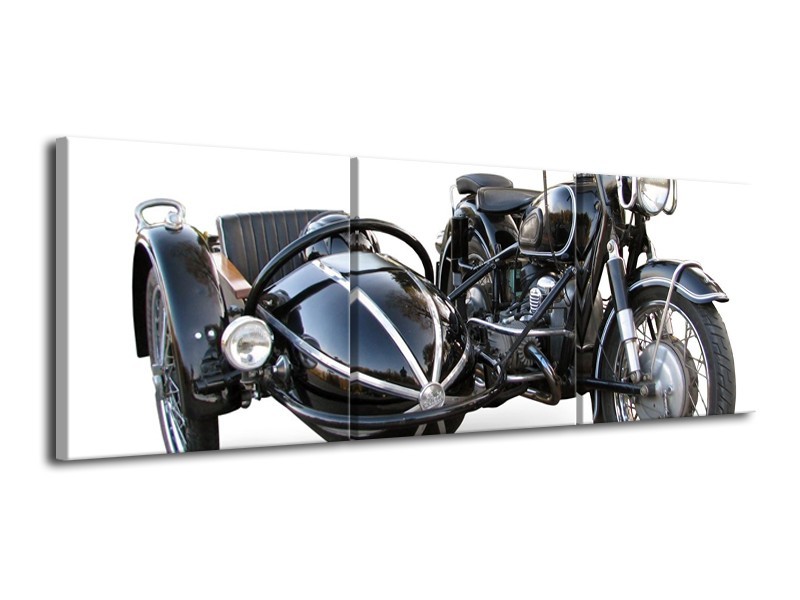 Glas schilderij Motor | Grijs, Zwart, Wit | 120x40cm 3Luik