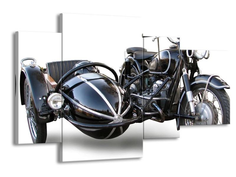 Glas schilderij Motor | Grijs, Zwart, Wit | 120x75cm 4Luik