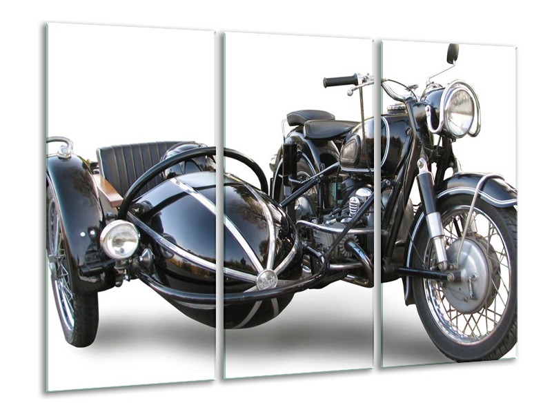 Glas schilderij Motor | Grijs, Zwart, Wit | 120x80cm 3Luik