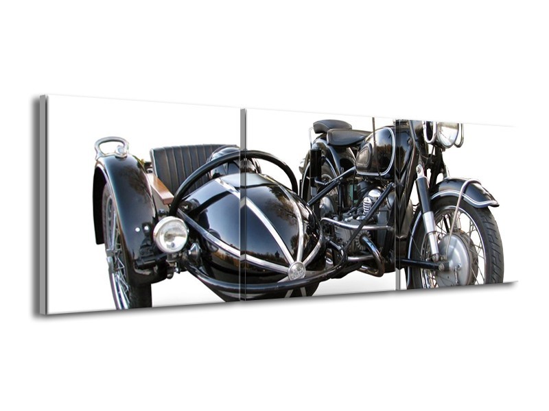 Glas schilderij Motor | Grijs, Zwart, Wit | 150x50cm 3Luik