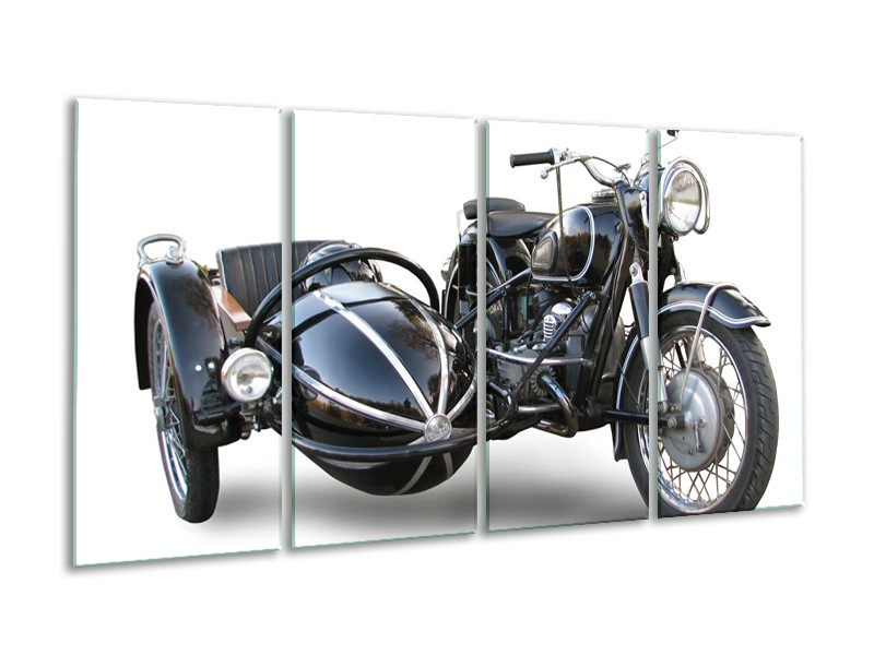 Glas schilderij Motor | Grijs, Zwart, Wit | 160x80cm 4Luik