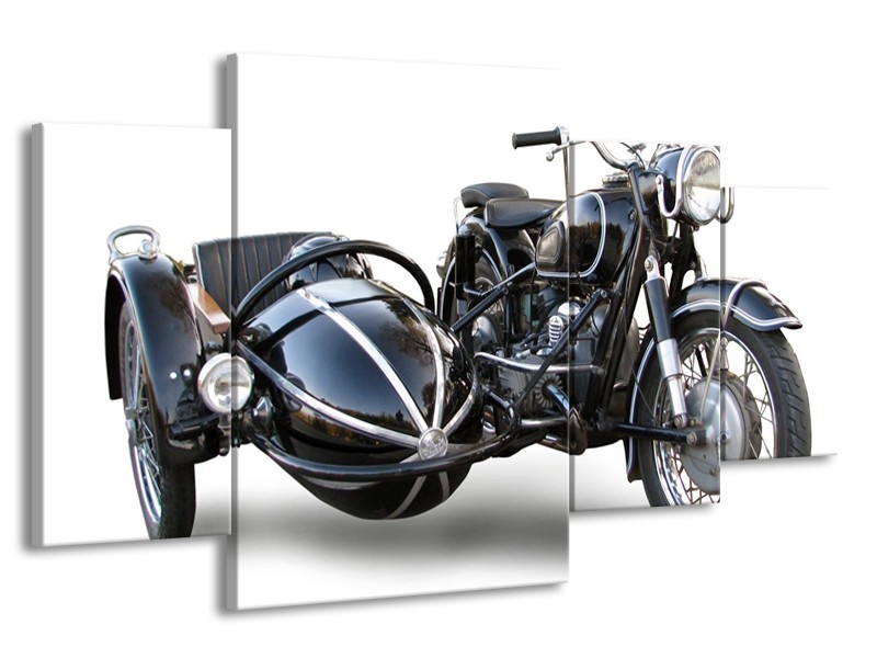 Canvas schilderij Motor | Grijs, Zwart, Wit | 160x90cm 4Luik