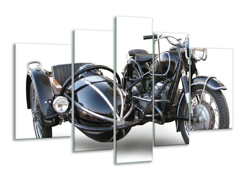 Glas schilderij Motor | Grijs, Zwart, Wit | 170x100cm 5Luik