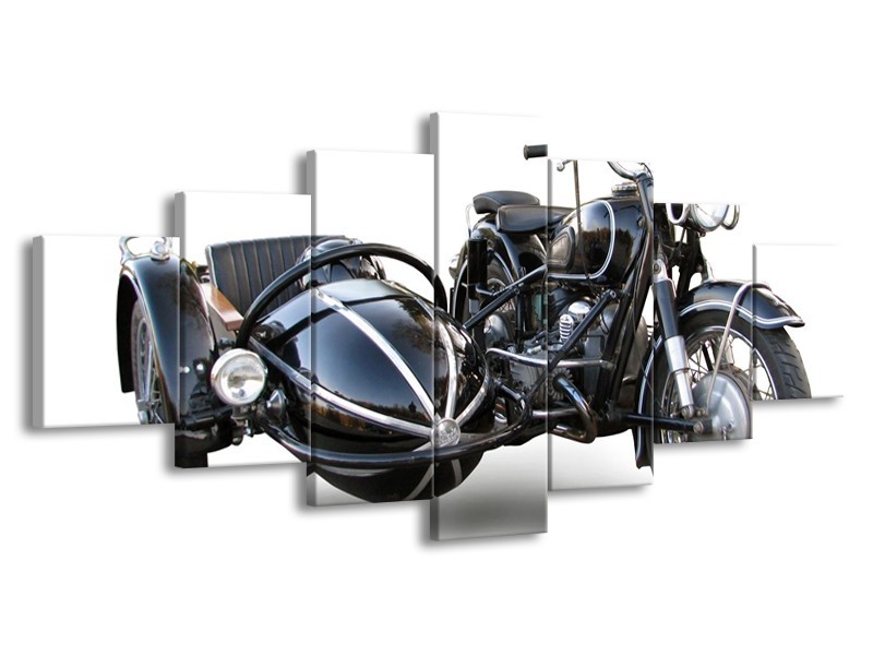 Glas schilderij Motor | Grijs, Zwart, Wit | 210x100cm 7Luik