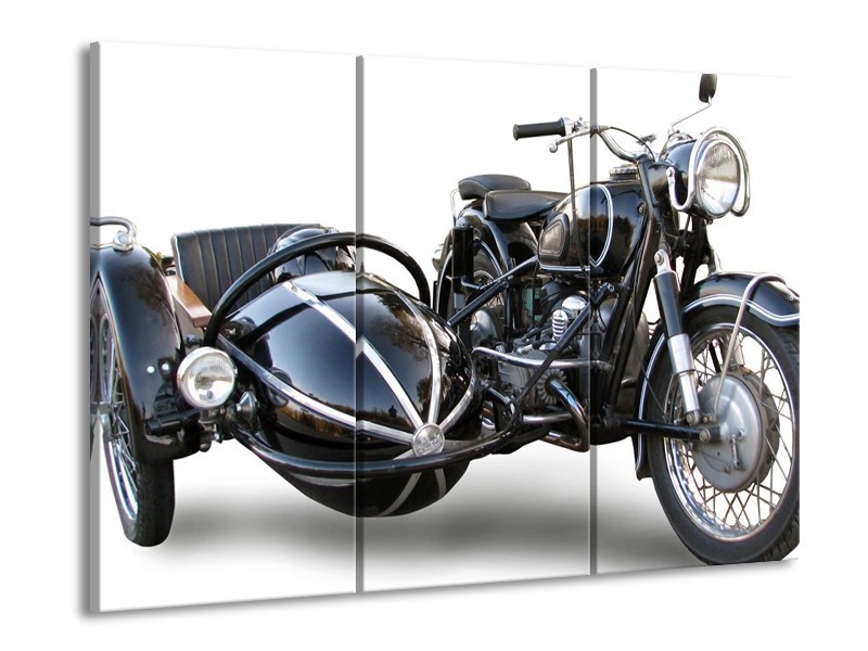 Glas schilderij Motor | Grijs, Zwart, Wit | 90x60cm 3Luik