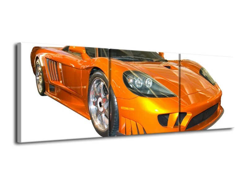 Glas schilderij Auto | Geel, Oranje, Wit | 120x40cm 3Luik