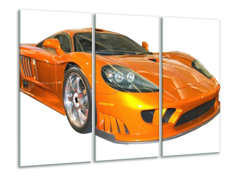 Glas schilderij Auto | Geel, Oranje, Wit | 120x80cm 3Luik