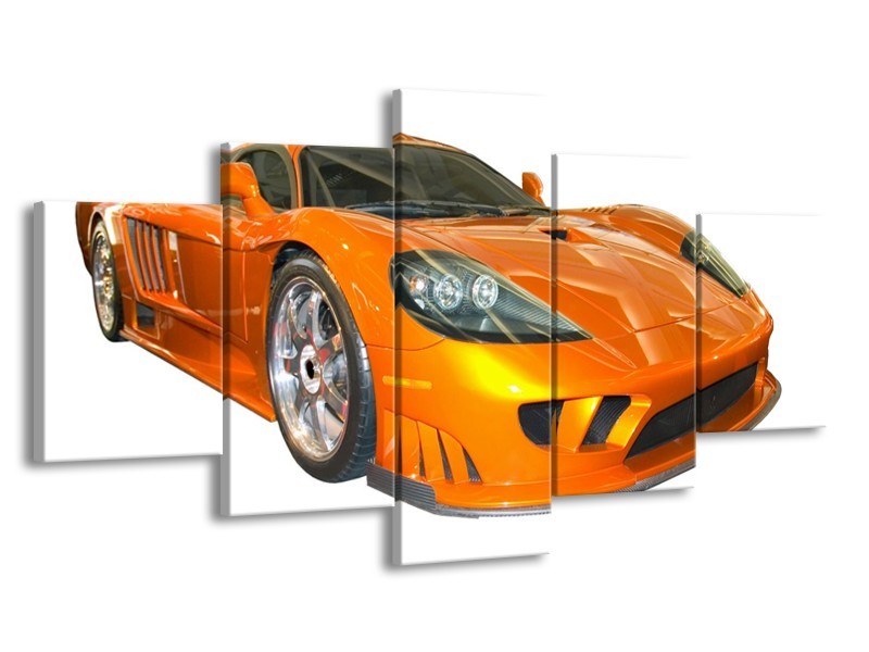 Glas schilderij Auto | Geel, Oranje, Wit | 150x80cm 5Luik