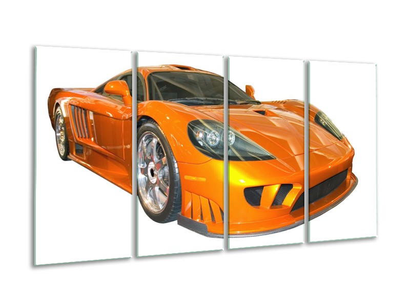 Glas schilderij Auto | Geel, Oranje, Wit | 160x80cm 4Luik