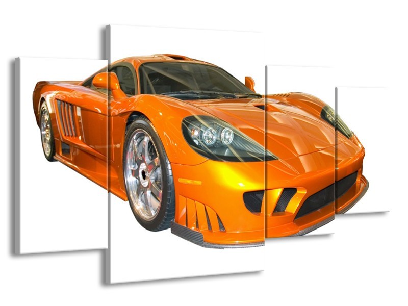 Canvas schilderij Auto | Geel, Oranje, Wit | 160x90cm 4Luik