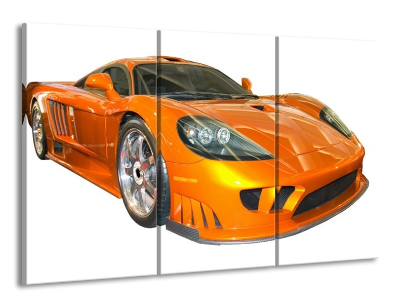 Glas schilderij Auto | Geel, Oranje, Wit | 165x100cm 3Luik