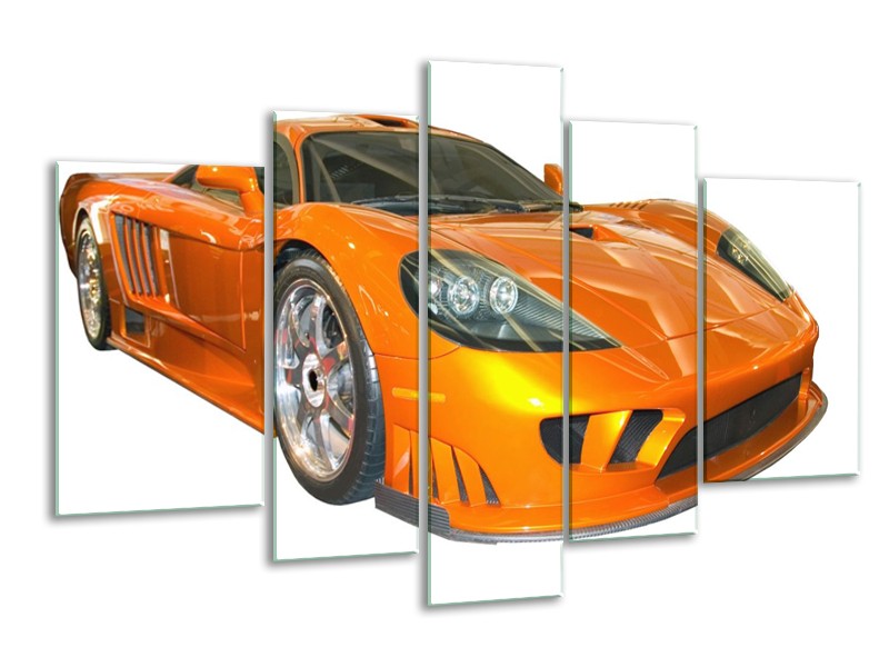 Glas schilderij Auto | Geel, Oranje, Wit | 170x100cm 5Luik