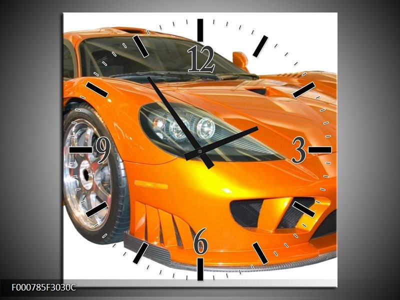 Klok schilderij Auto | Geel, Oranje, Wit | 30x30cm 1Luik