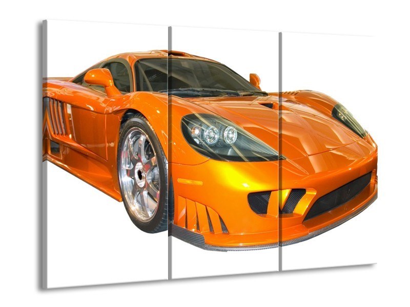 Glas schilderij Auto | Geel, Oranje, Wit | 90x60cm 3Luik