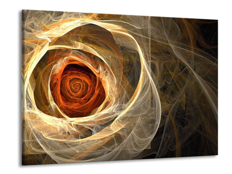Canvas schilderij Roos | Geel, Oranje, Bruin | 100x70cm 1Luik