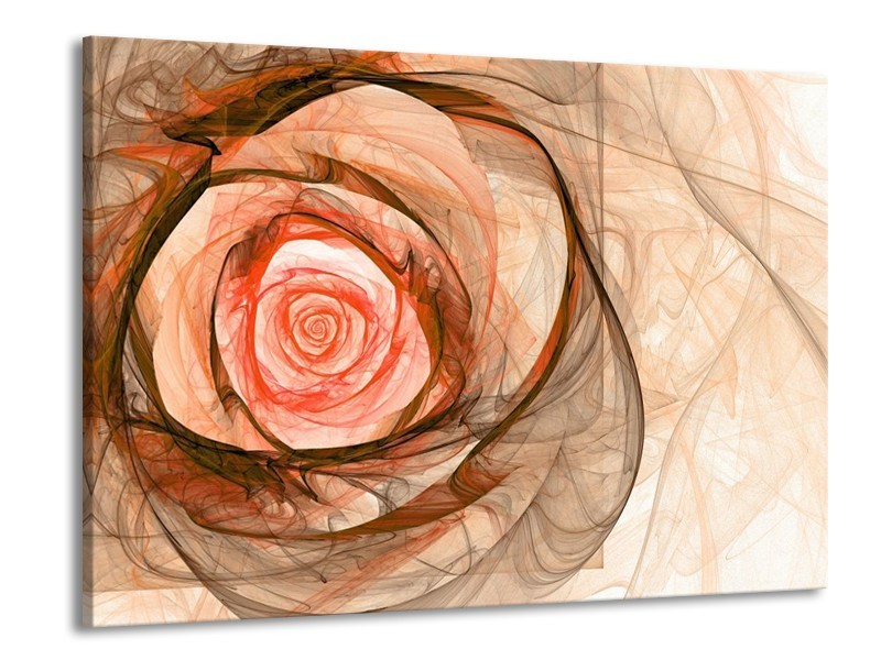 Canvas schilderij Roos | Rood, Bruin, Zwart | 100x70cm 1Luik