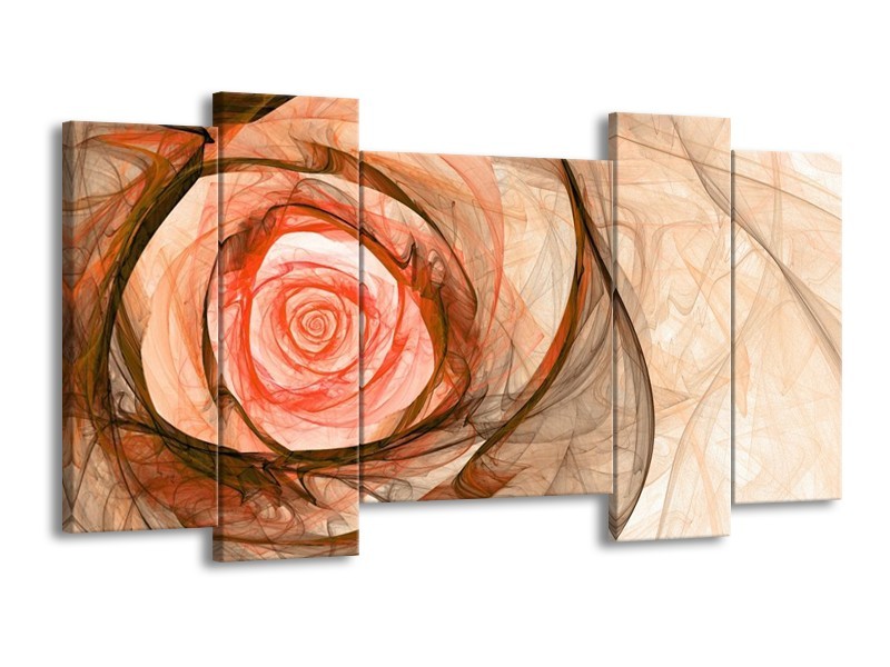 Glas schilderij Roos | Rood, Bruin, Zwart | 120x65cm 5Luik