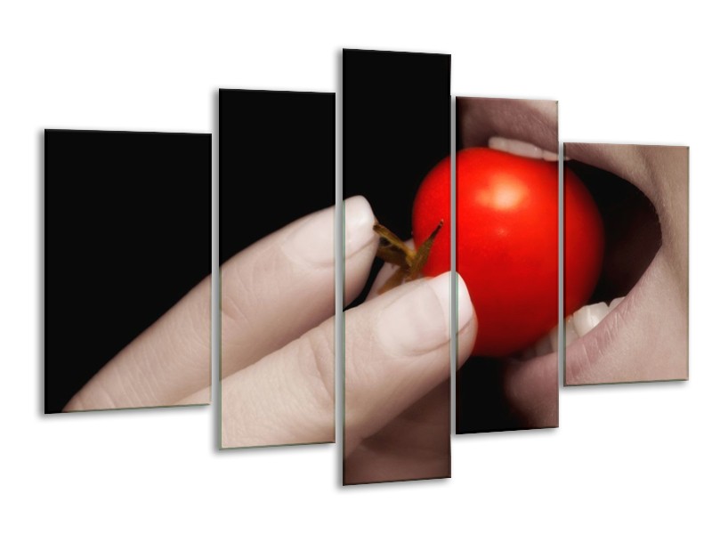 Canvas schilderij Tomaat | Rood, Wit, Zwart | 170x100cm 5Luik