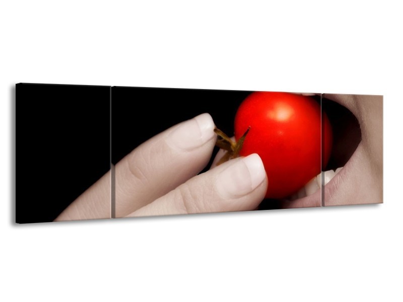 Canvas schilderij Tomaat | Rood, Wit, Zwart | 170x50cm 3Luik