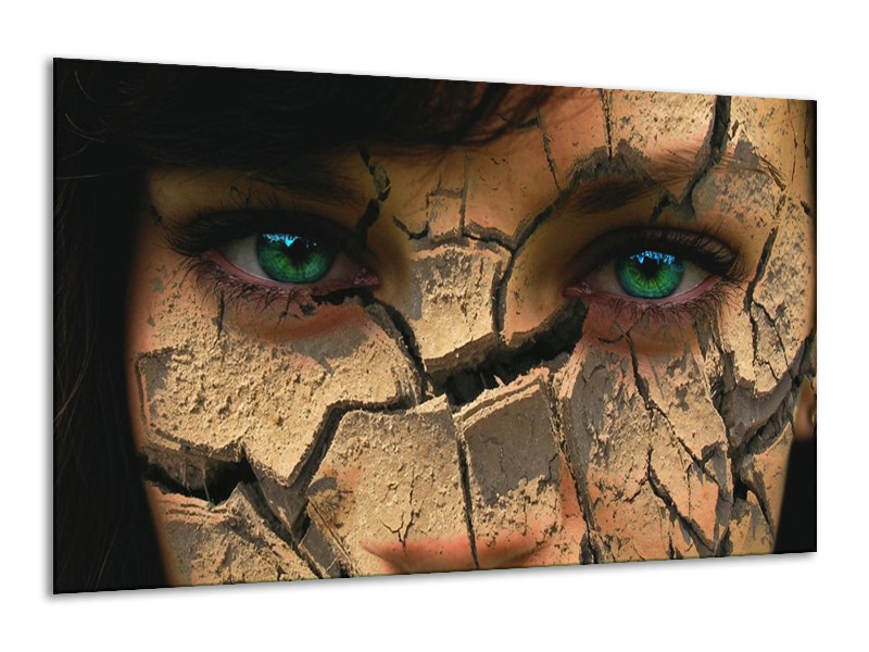 Canvas schilderij Gezicht | Bruin, Groen, Zwart | 120x70cm 1Luik