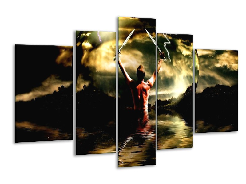 Canvas schilderij Natuur | Groen, Zwart, Bruin | 170x100cm 5Luik