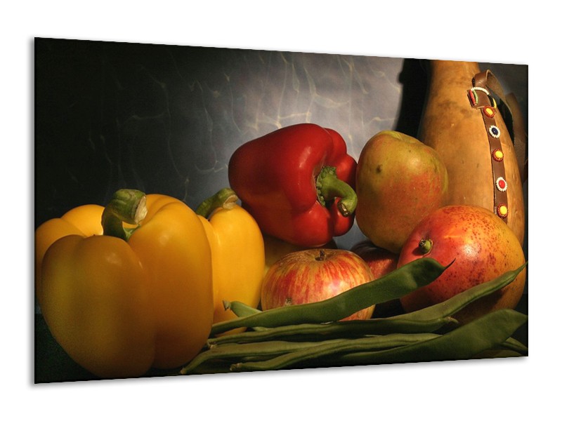 Canvas schilderij Paprika | Geel, Rood, Grijs | 120x70cm 1Luik