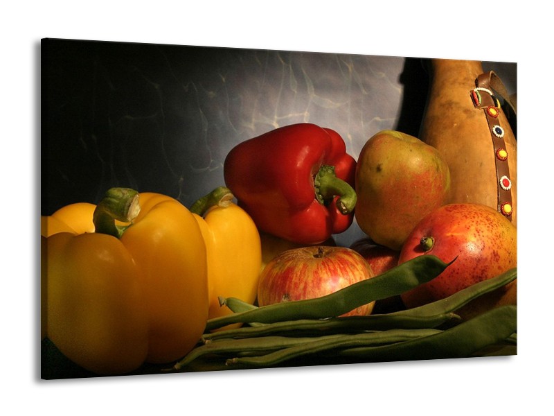 Canvas schilderij Paprika | Geel, Rood, Grijs | 140x90cm 1Luik