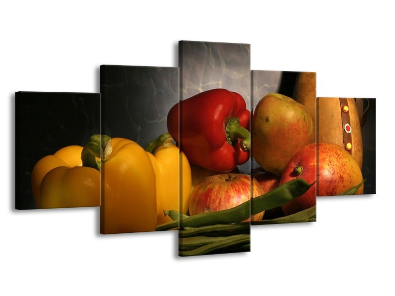 Glas schilderij Paprika | Geel, Rood, Grijs | 150x80cm 5Luik