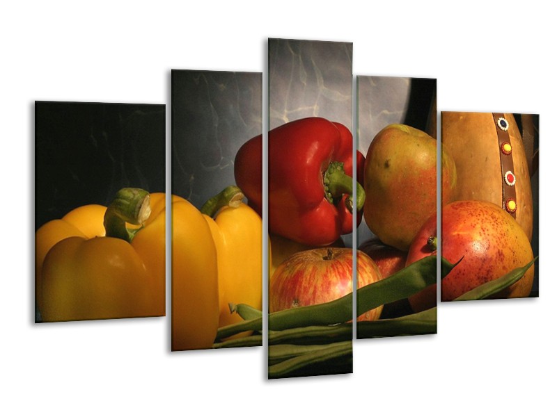 Glas schilderij Paprika | Geel, Rood, Grijs | 170x100cm 5Luik