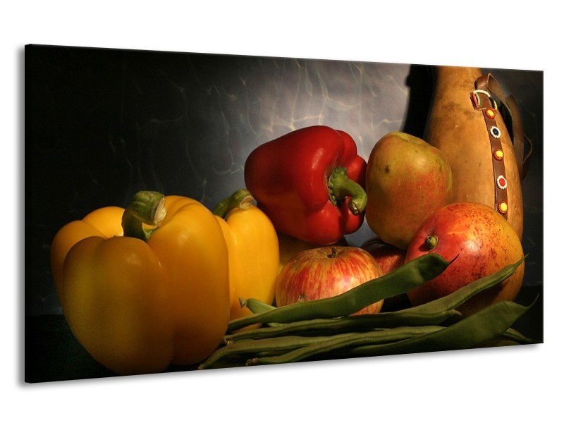 Canvas schilderij Paprika | Geel, Rood, Grijs | 190x100cm 1Luik