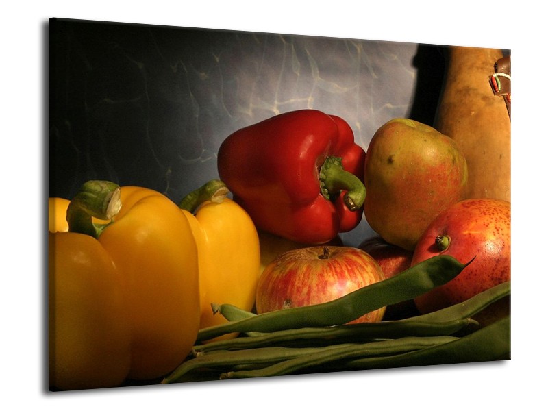 Canvas schilderij Paprika | Geel, Rood, Grijs | 70x50cm 1Luik