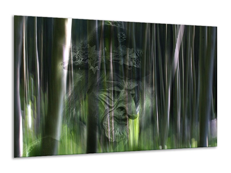 Canvas schilderij Abstract | Groen, Zilver, Wit | 120x70cm 1Luik