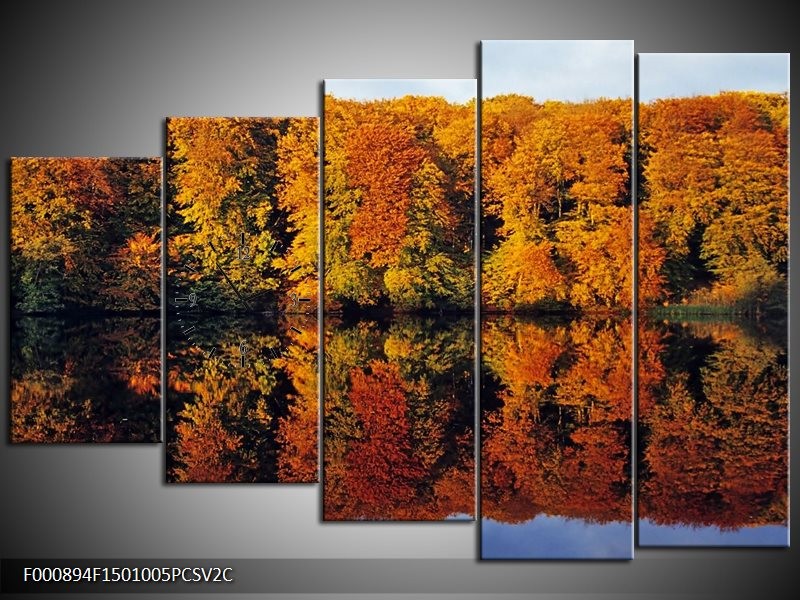 Klok schilderij Herfst | Oranje, Groen, Geel | 150x100cm 5Luik