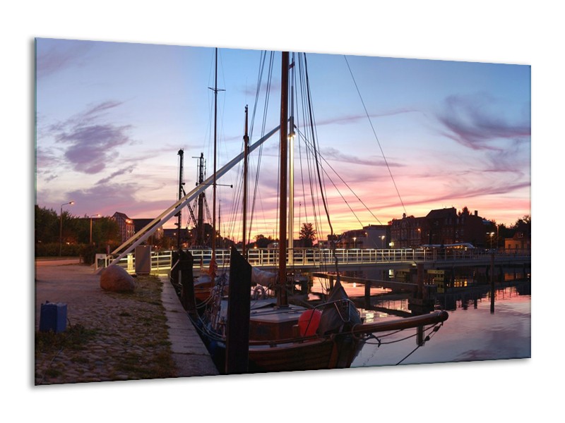 Canvas schilderij Boot | Paars, Wit, Blauw | 120x70cm 1Luik