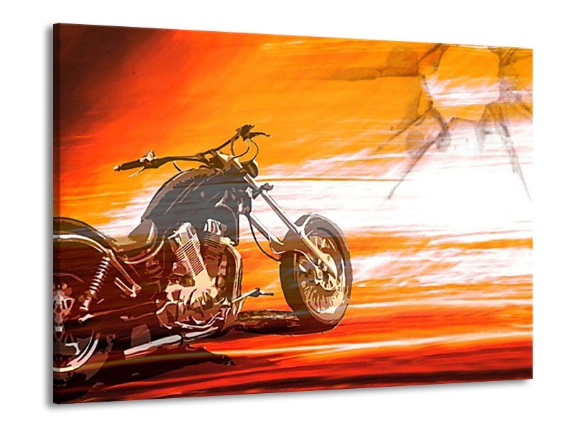 Glas schilderij Motor | Geel, Oranje, Rood | 100x70cm 1Luik