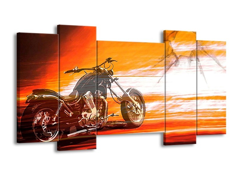 Glas schilderij Motor | Geel, Oranje, Rood | 120x65cm 5Luik