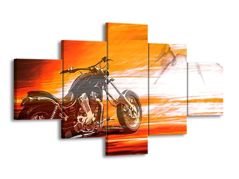 Glas schilderij Motor | Geel, Oranje, Rood | 125x70cm 5Luik