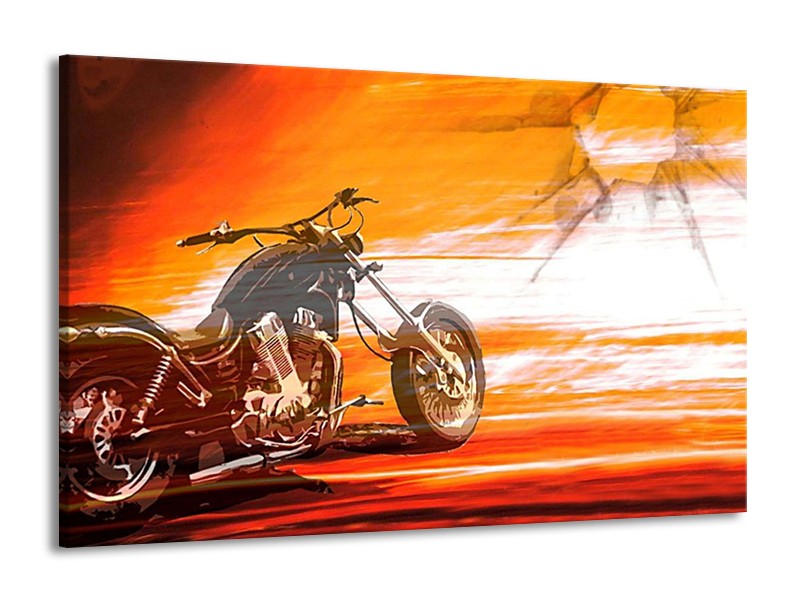 Glas schilderij Motor | Geel, Oranje, Rood | 140x90cm 1Luik