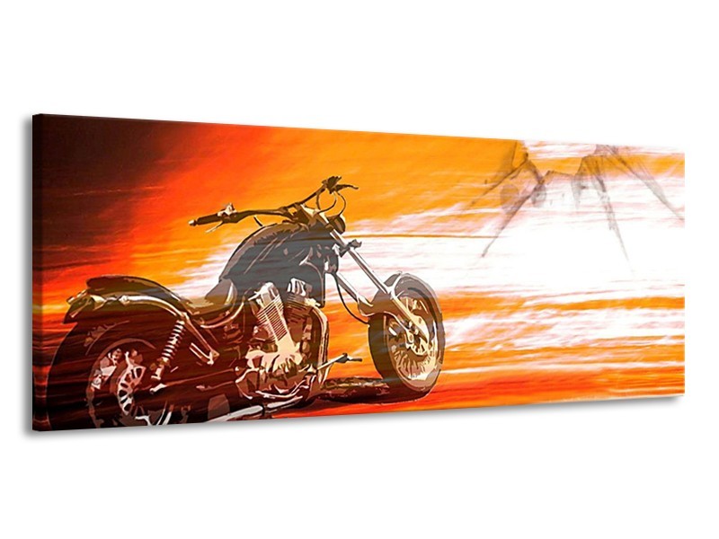 Canvas schilderij Motor | Geel, Oranje, Rood | 145x58cm 1Luik