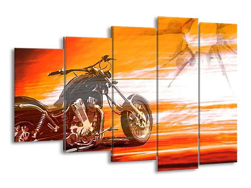 Glas schilderij Motor | Geel, Oranje, Rood | 150x100cm 5Luik