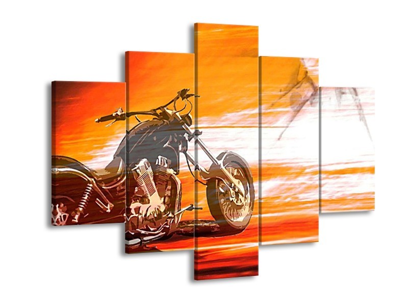 Glas schilderij Motor | Geel, Oranje, Rood | 150x105cm 5Luik