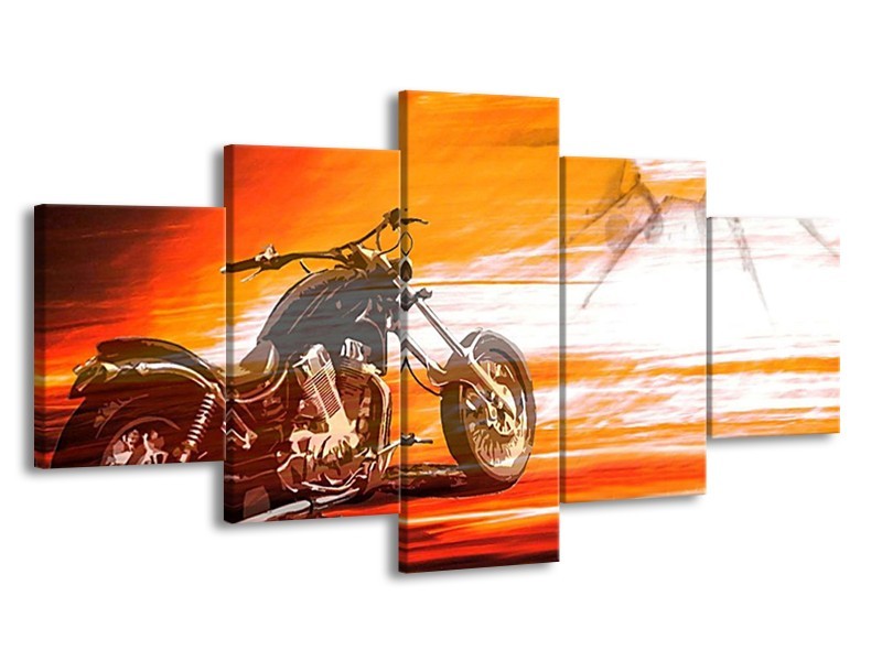 Glas schilderij Motor | Geel, Oranje, Rood | 150x80cm 5Luik