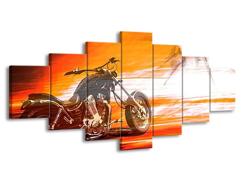 Glas schilderij Motor | Geel, Oranje, Rood | 210x100cm 7Luik