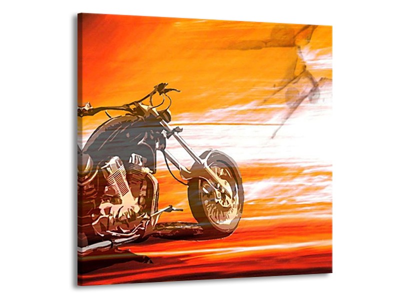 Glas schilderij Motor | Geel, Oranje, Rood | 50x50cm 1Luik