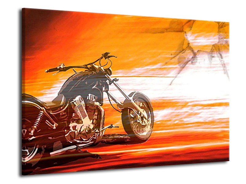 Glas schilderij Motor | Geel, Oranje, Rood | 70x50cm 1Luik